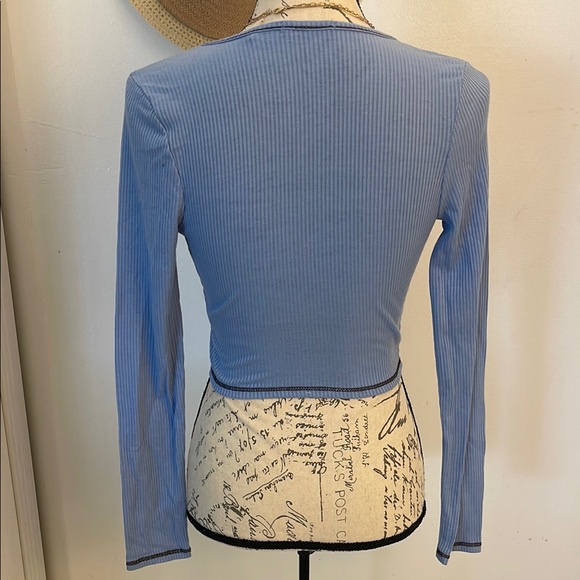 Fashion Nova Blue Ribbed Sweater Shrug - Picture 2 of 5